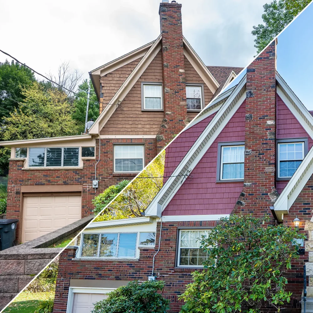 Before & After new siding, gutters, and downspouts in Akron by Biltmore Exteriors